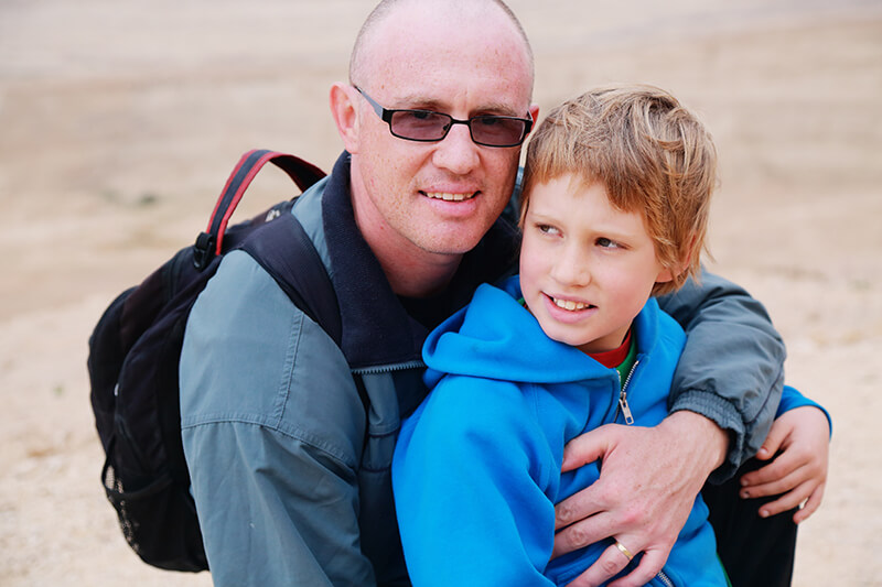 Father with autistic son