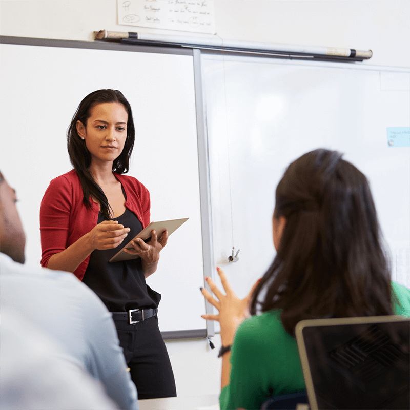 Woman in classroom training.